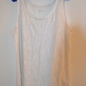 NWOT Eileen Fisher White/Silver Linen Tank Top, L